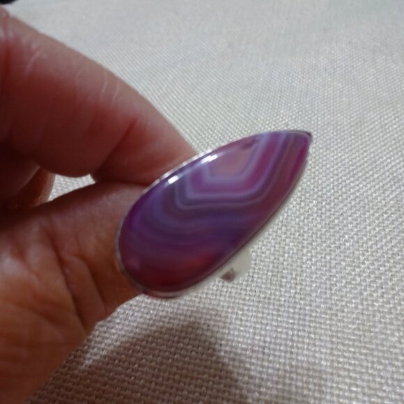 Gorgeous PURPLE BOTSWANA AGATE Handmade Sterling 925 Ring Size 7.25 #314C - Picture 2 of 3